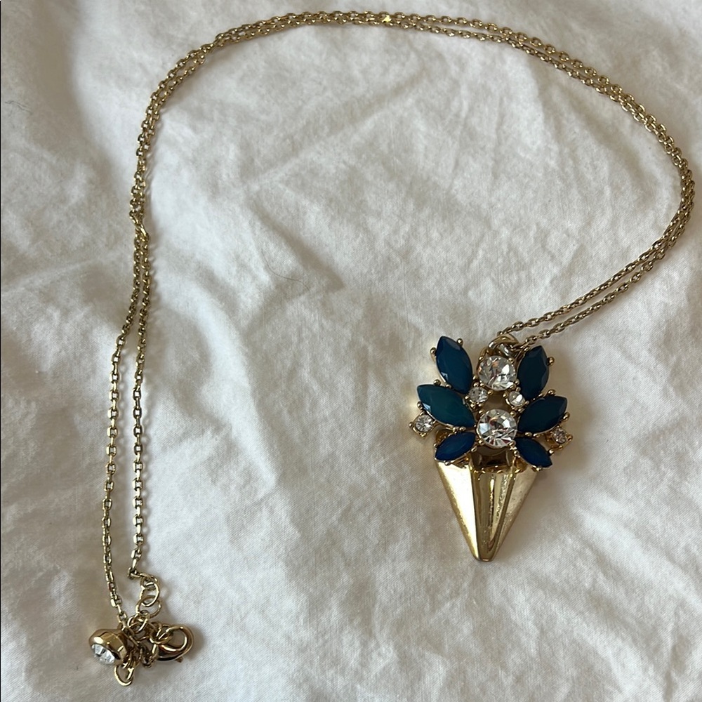 Gold and Blue Pendant Necklace